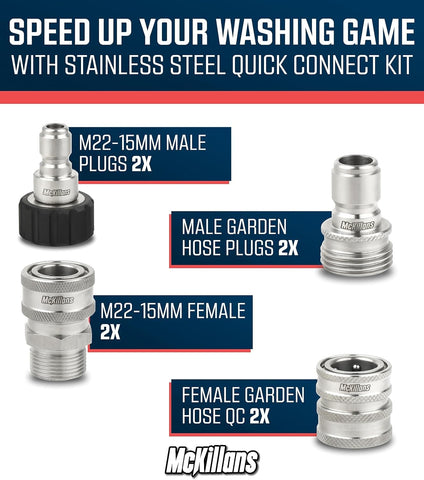McKillans 304 stainless steel assembly provides rust-free performance and lasting durability.