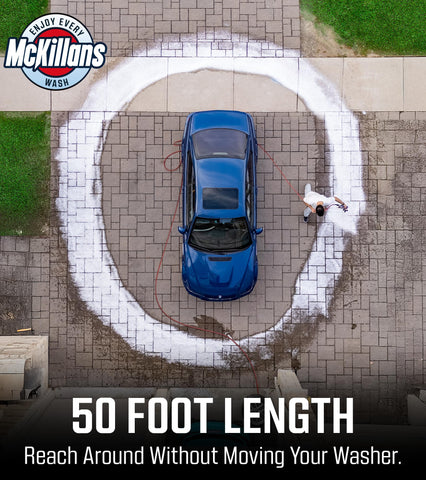 McKillans 50-foot reach makes driveway cleaning easier without repositioning.