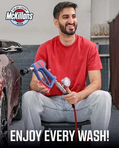 McKillans compact nozzle design for versatile washing tasks.
