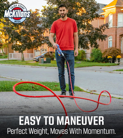McKillans flexible-kink-resistant-hose prevents tangles during routine washing.