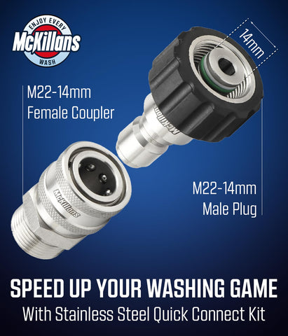 McKillans M22-14mm female coupler enabling easy, leak-free attachment