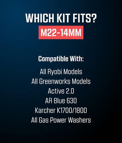 McKillans M22-14mm quick-connect kit components laid out for quick assembly and reliable performance.