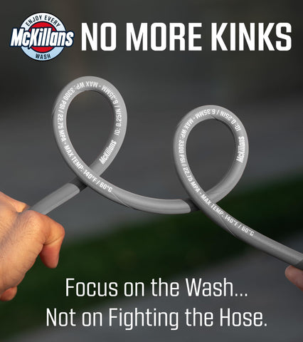 McKillans 50ft kink-resistant hose reduces tangles during outdoor cleaning