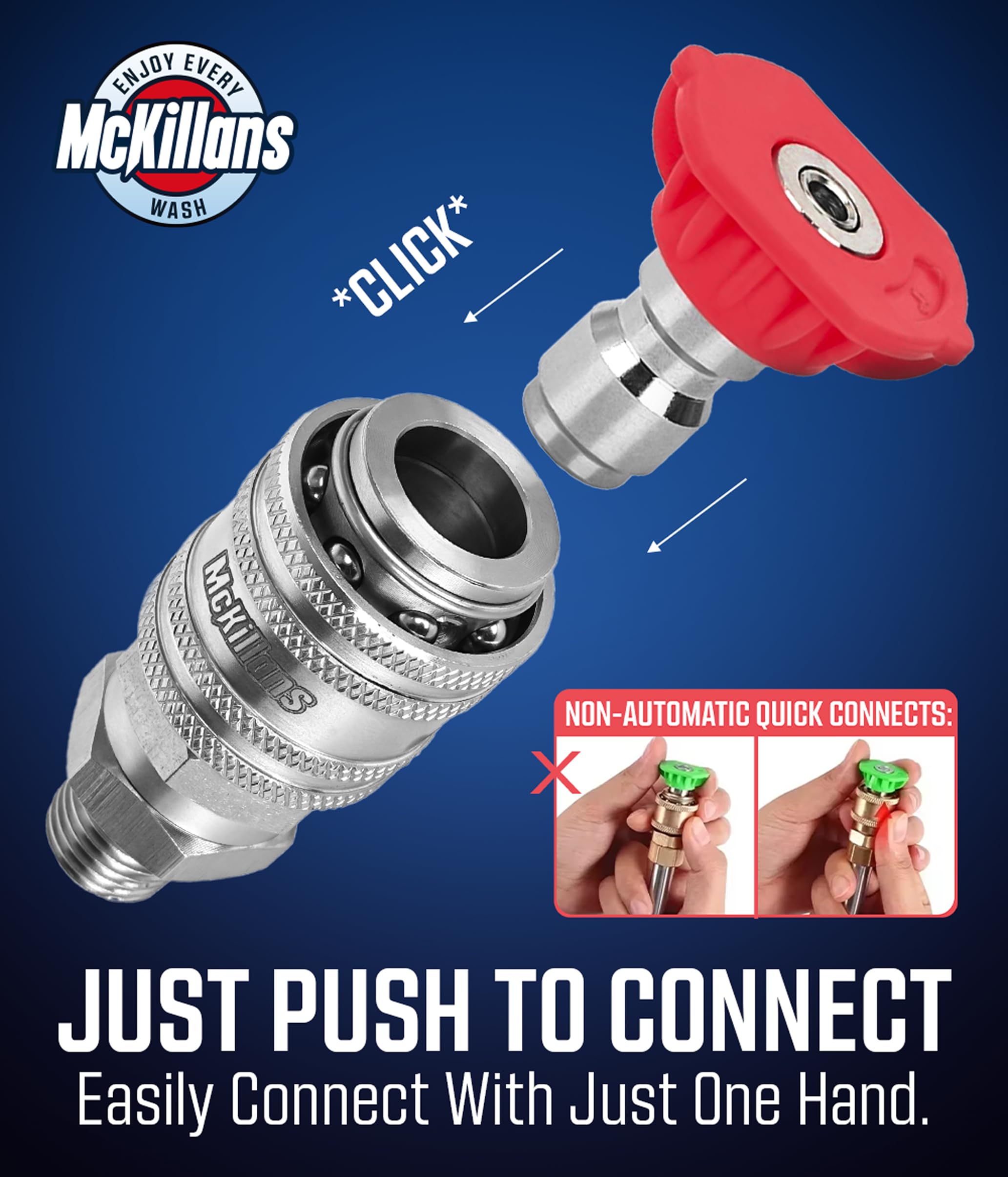 McKillans stainless-steel body resists rust and tarnish for long-lasting use.