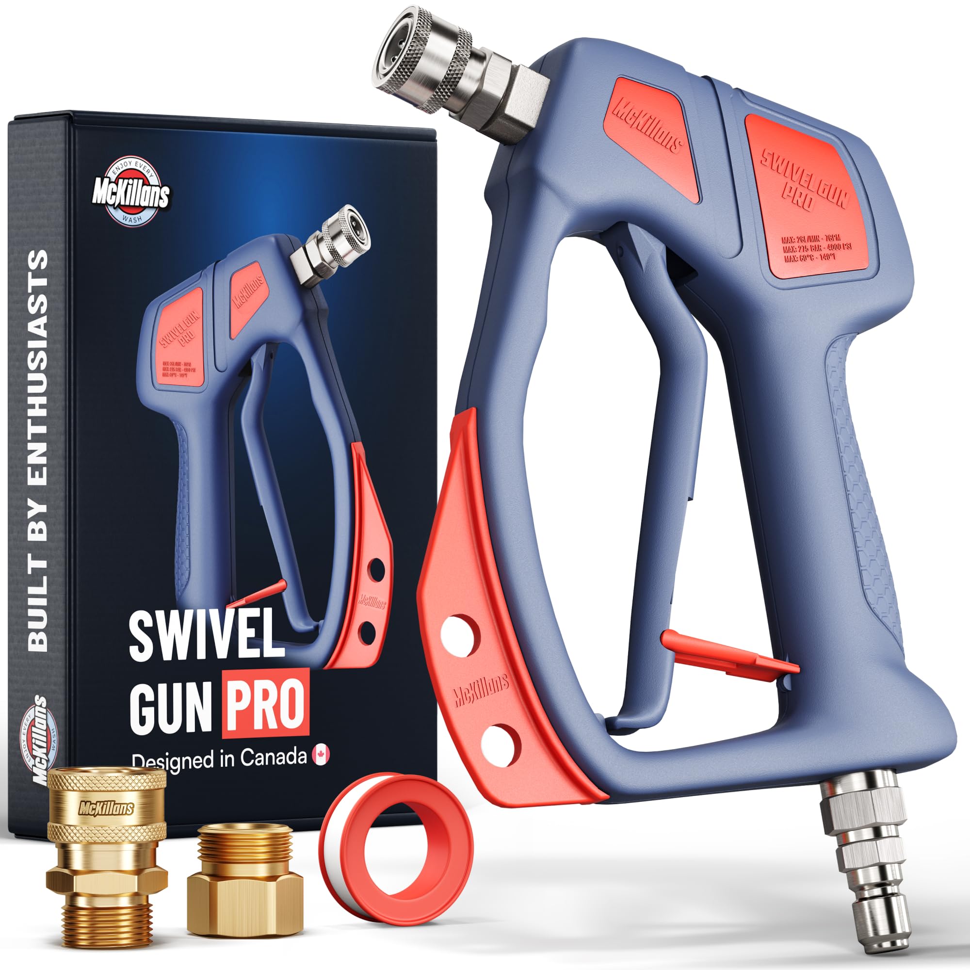 McKillans Swivel Gun Pro main view highlighting ergonomic design for comfortable washing.