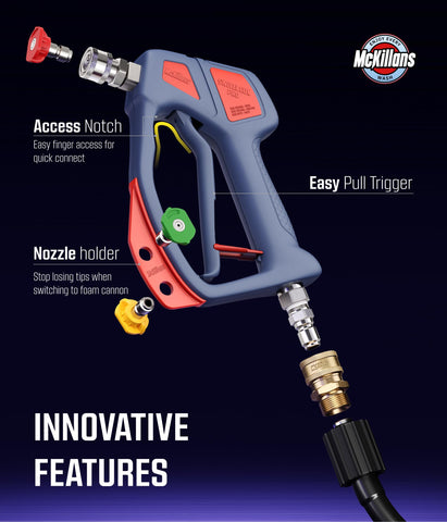 Quick connector access enables fast accessory swaps on McKillans Swivel Gun Pro.