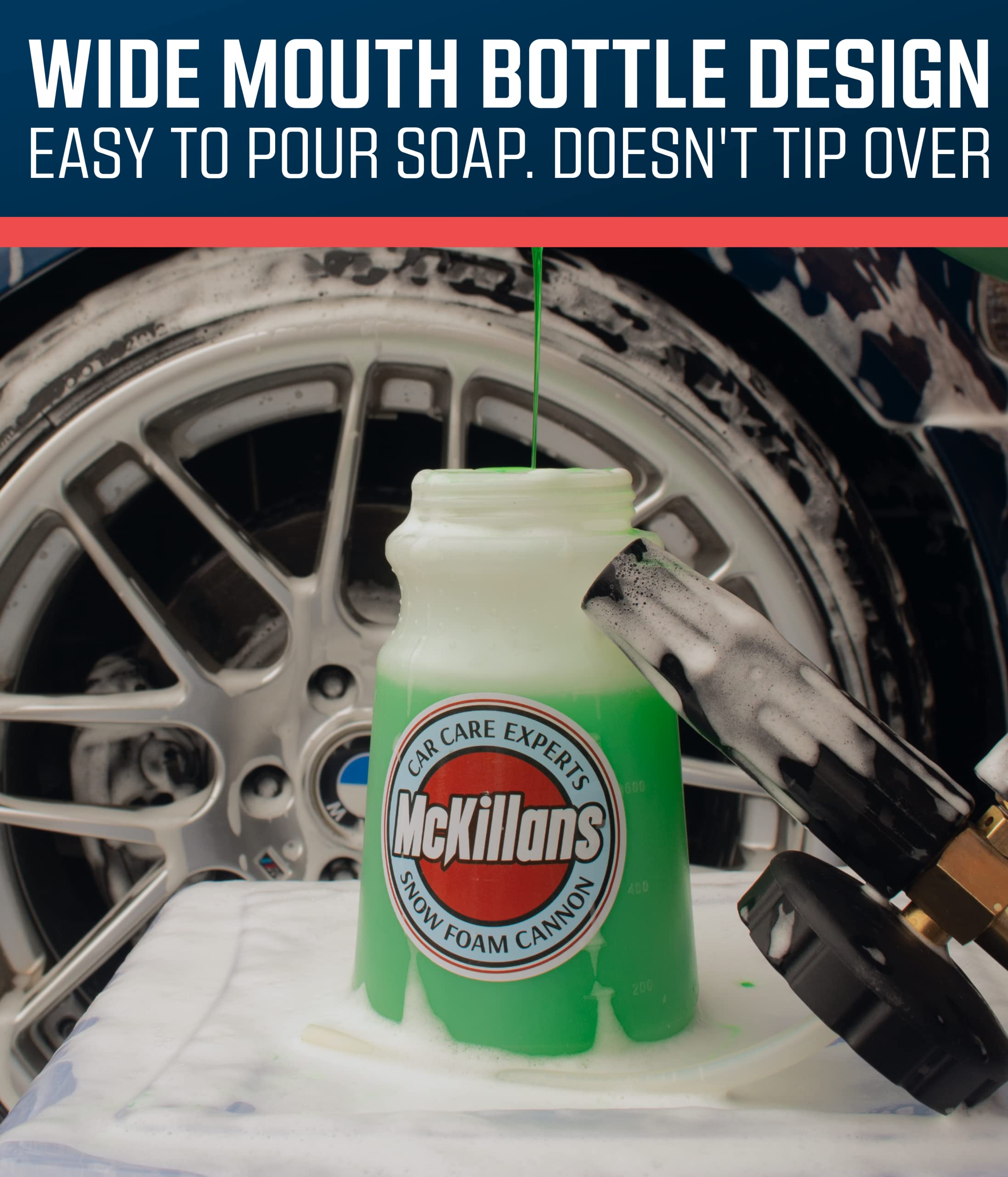 McKillans translucent bottle shows soap level for uninterrupted washes.