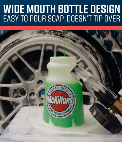 McKillans translucent bottle shows soap level for uninterrupted washes.