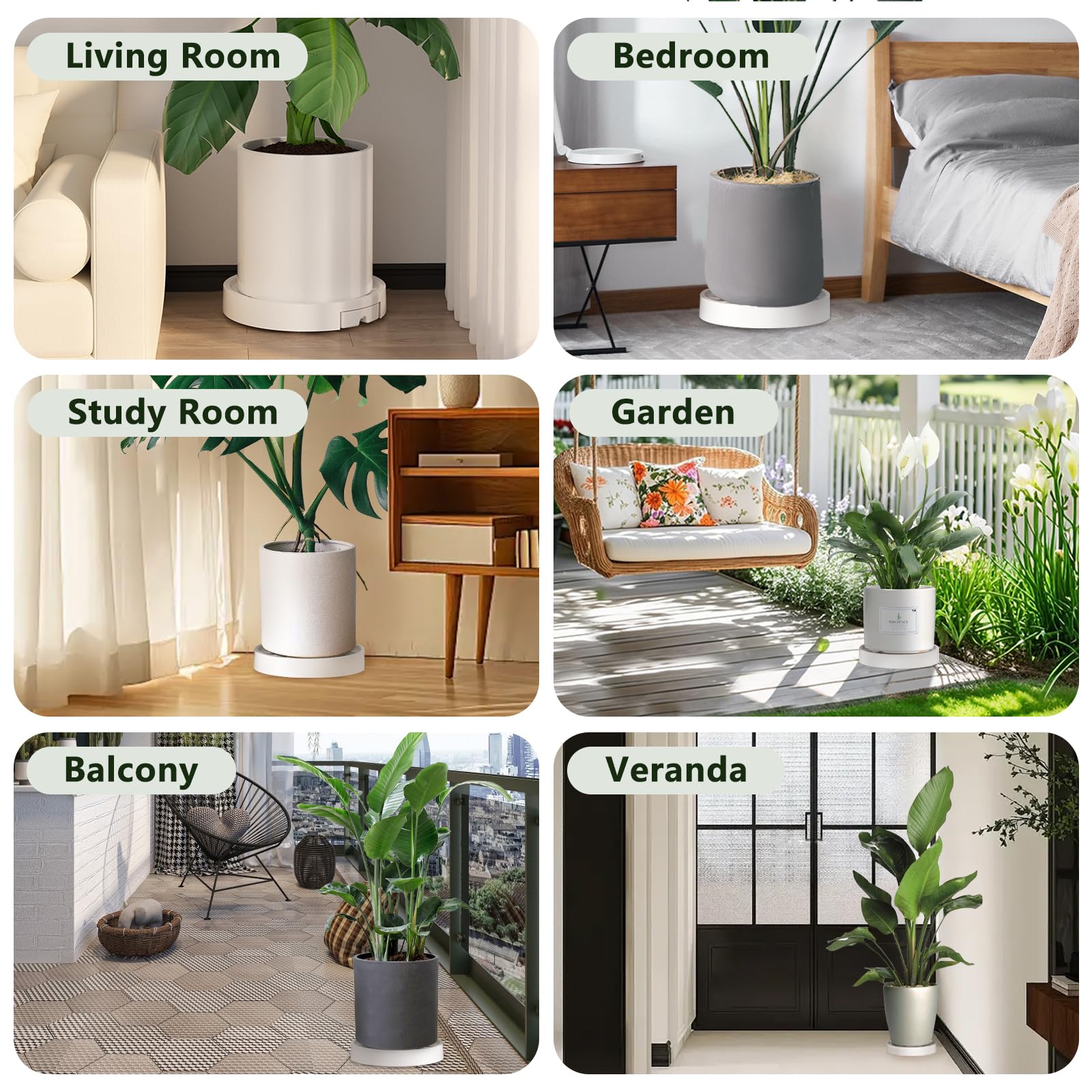 MCleanPin 2-pack plant caddies enable flexible placement across spaces.