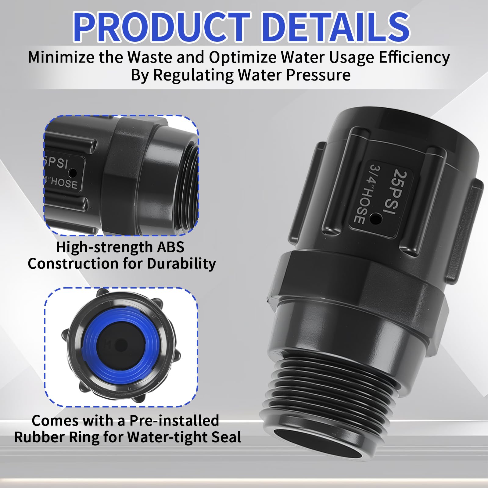 MCSDFN drip irrigation regulator 3/4 in MHT outlet view shows easy connectivity.