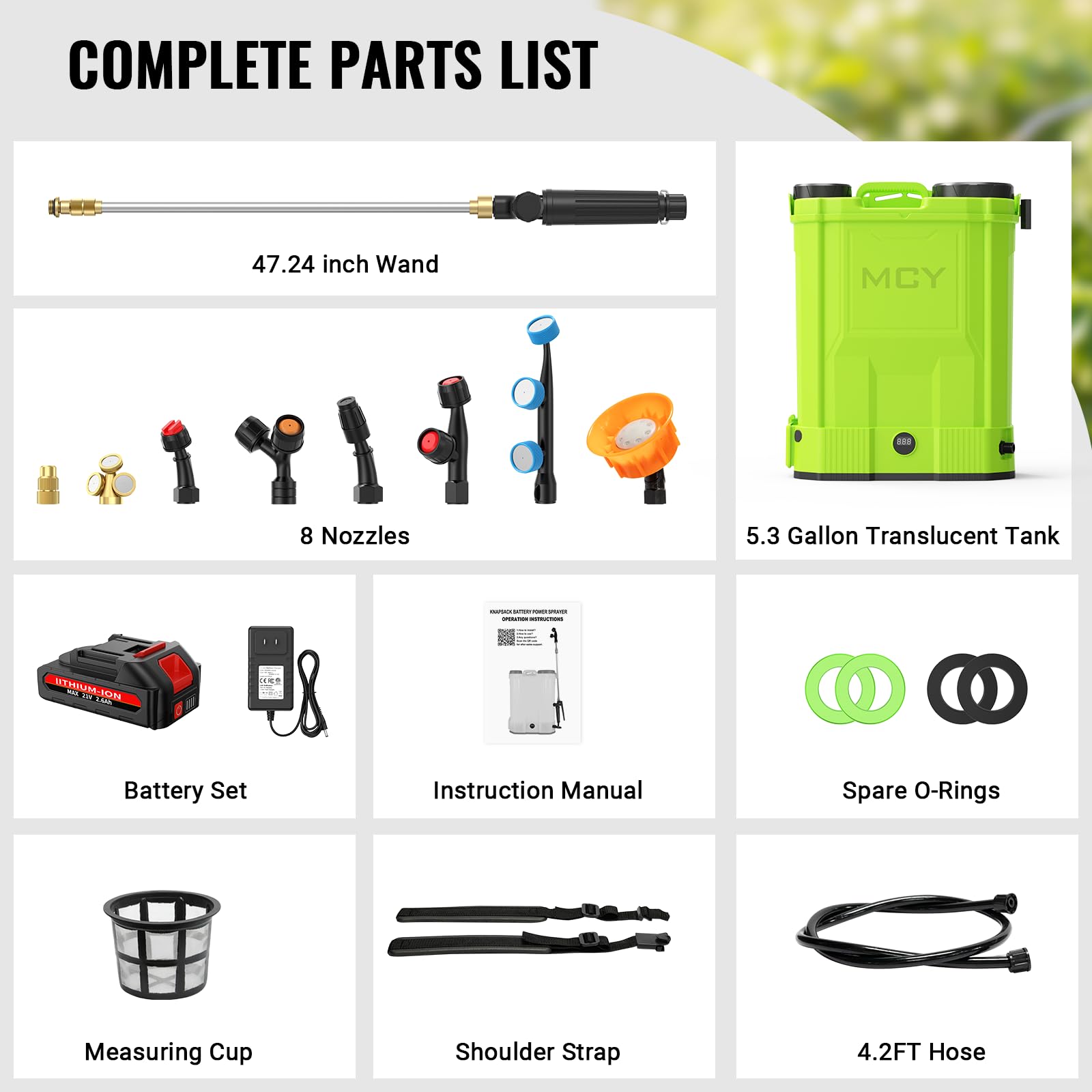 MCY versatile sprayer for garden care, weed control, and outdoor cleaning