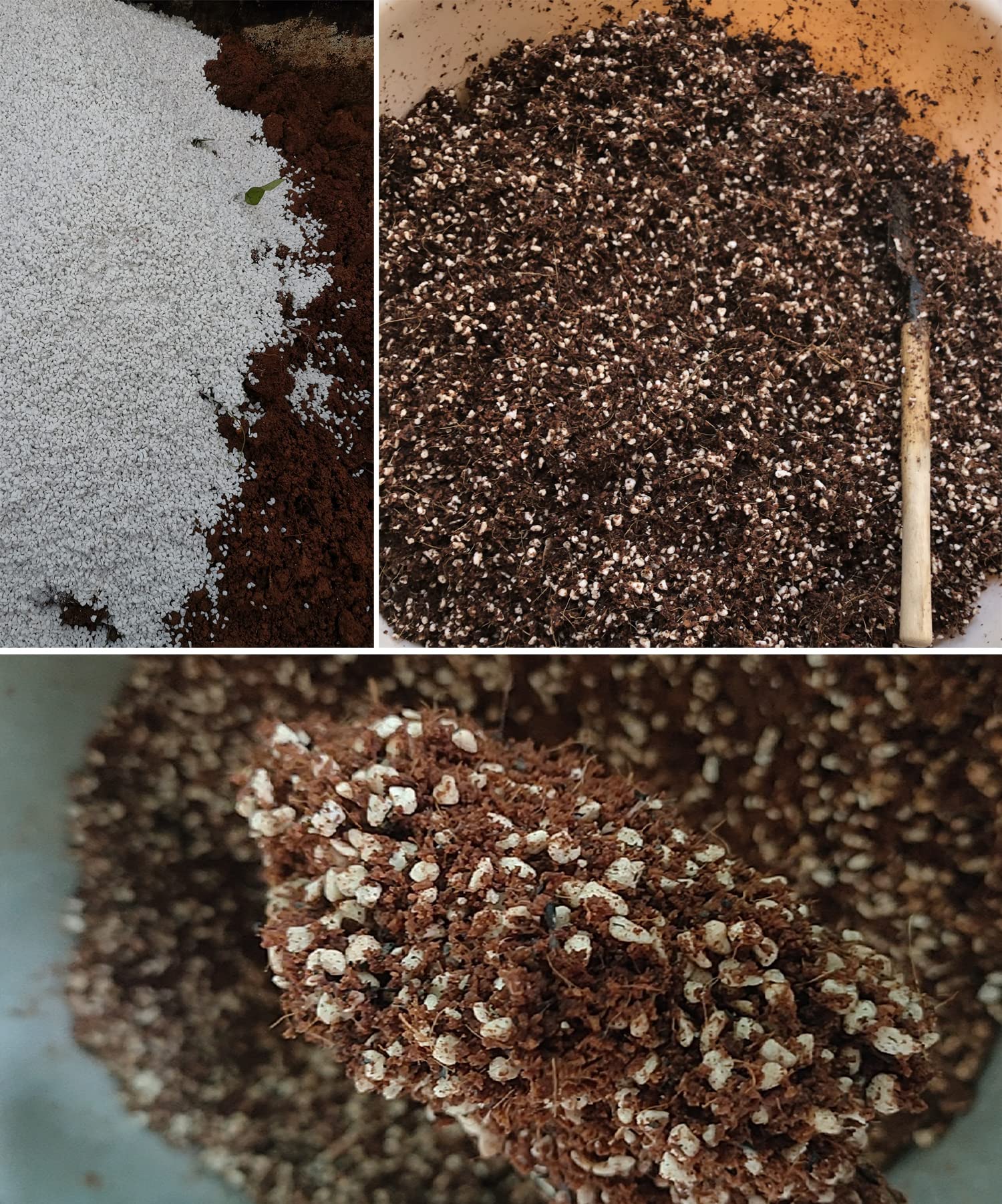 MDPQT Perlite soil-mix application closeup for fluffy growing media.