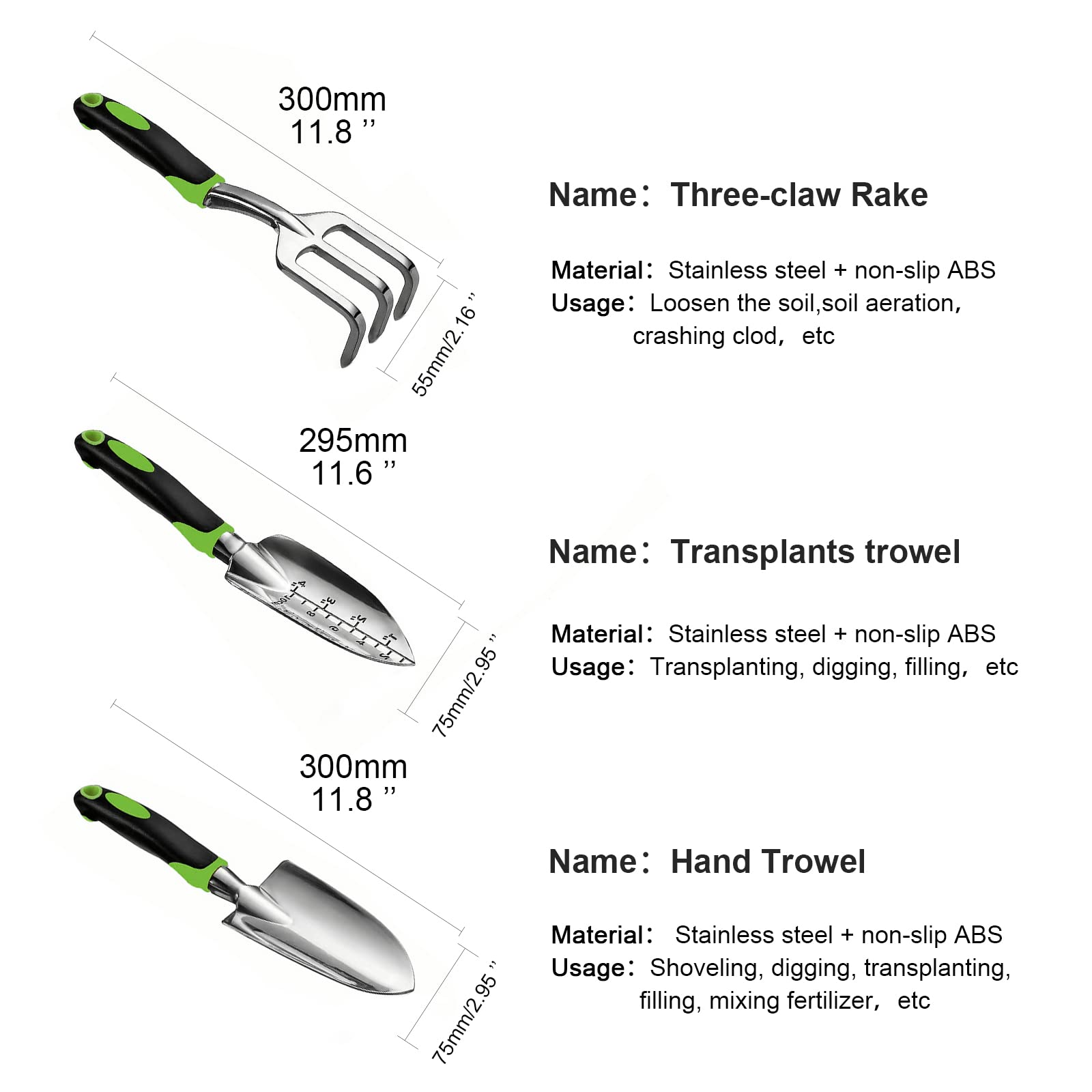 MDSXO hand trowel close-up showing non-slip ergonomic handle for easy grip.