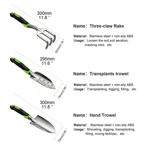 MDSXO hand trowel close-up showing non-slip ergonomic handle for easy grip.