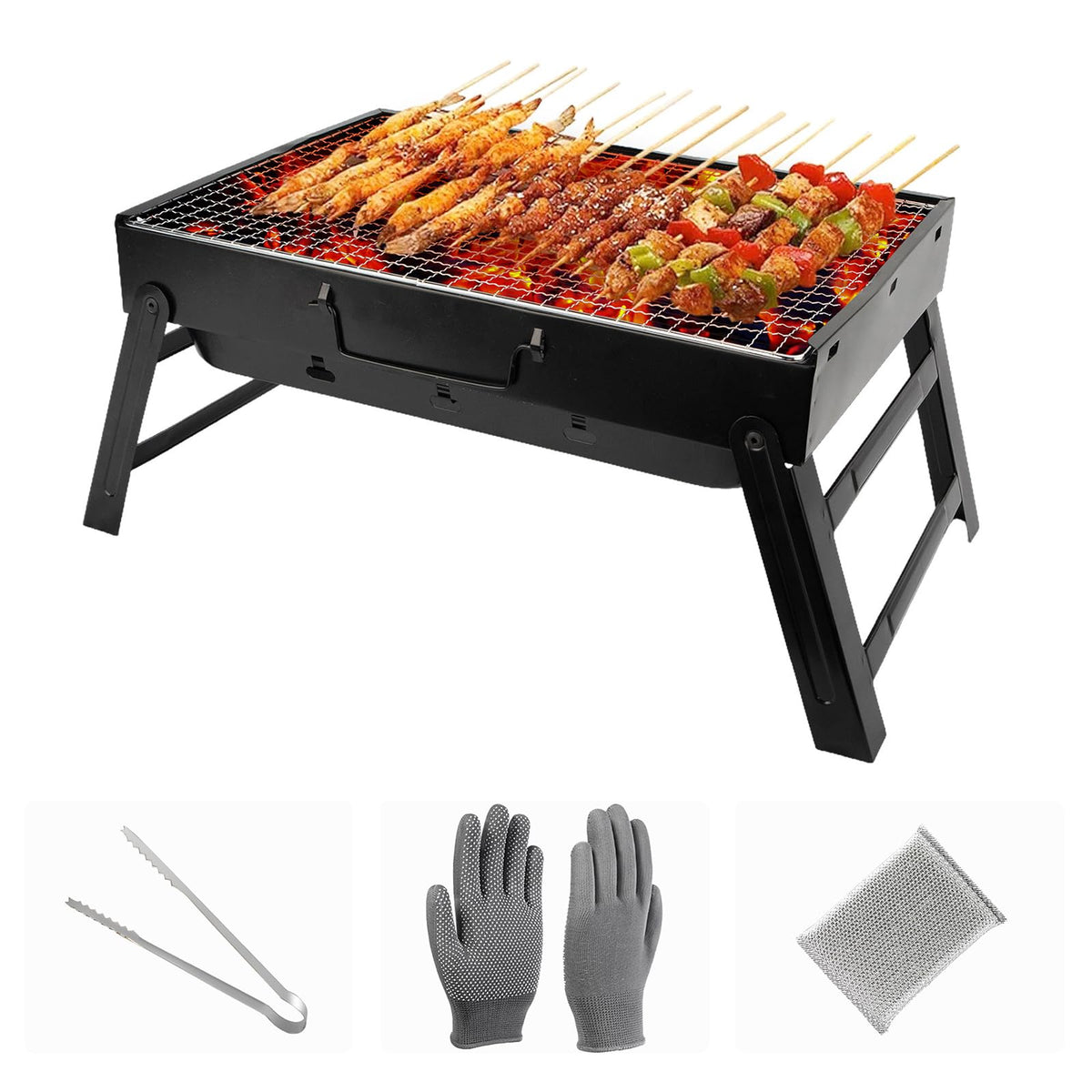 MEADAY portable charcoal grill compact tabletop design ideal for quick campsite meals.