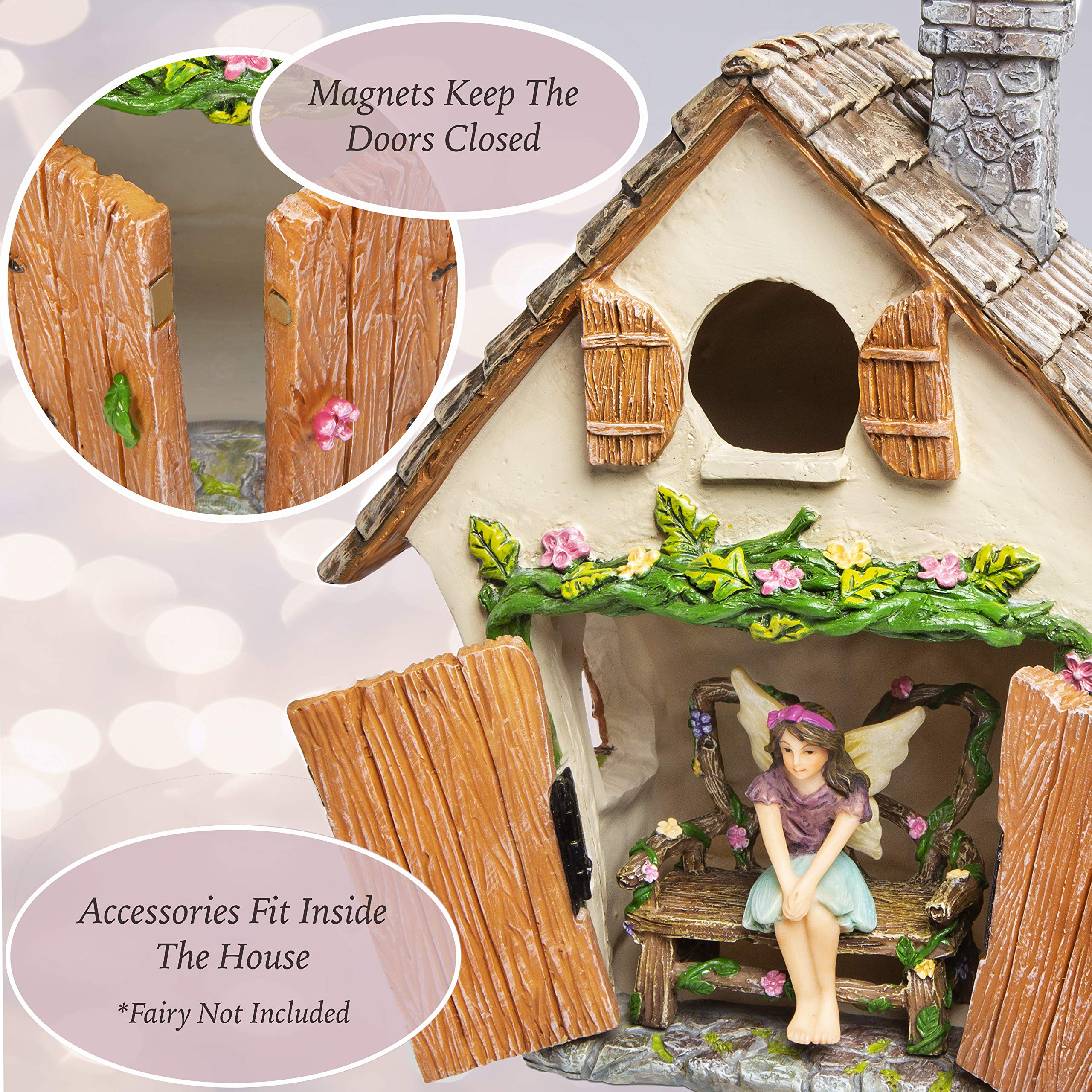 Meadow & Oak Fairy Garden House Kit stepping stones create tiny garden paths.