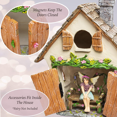 Meadow & Oak Fairy Garden House Kit stepping stones create tiny garden paths.