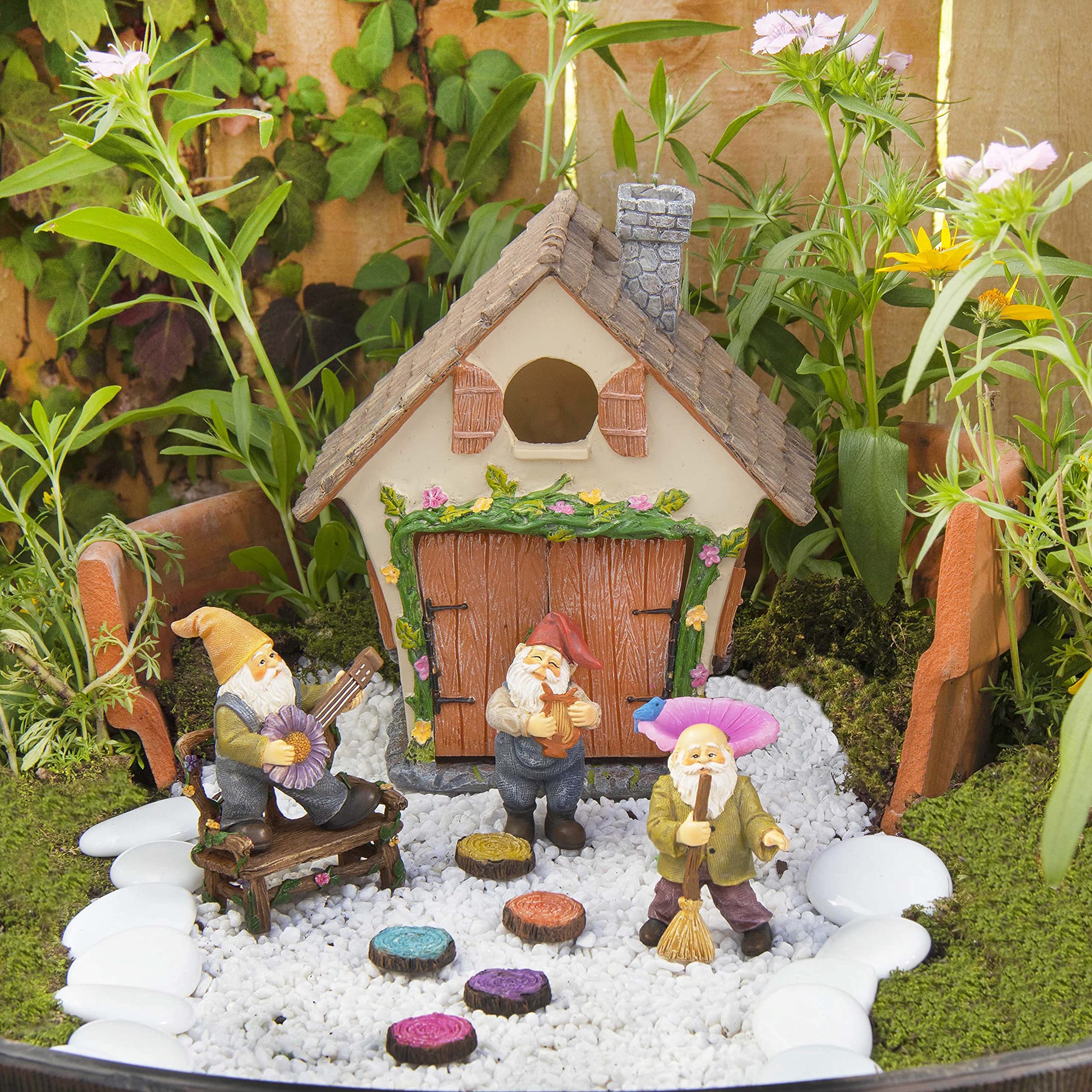 Meadow & Oak Fairy Garden House Kit UV coating protects colors.