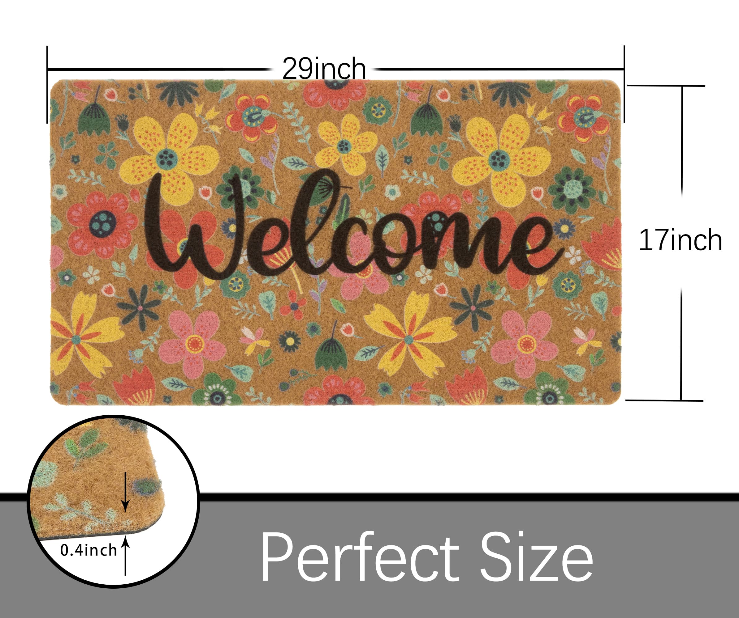Mealah Floral design doormat creates a welcoming spring vibe.