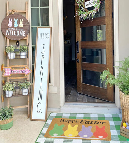 Mealah spring design welcomes guests at the front door for spring cheer.