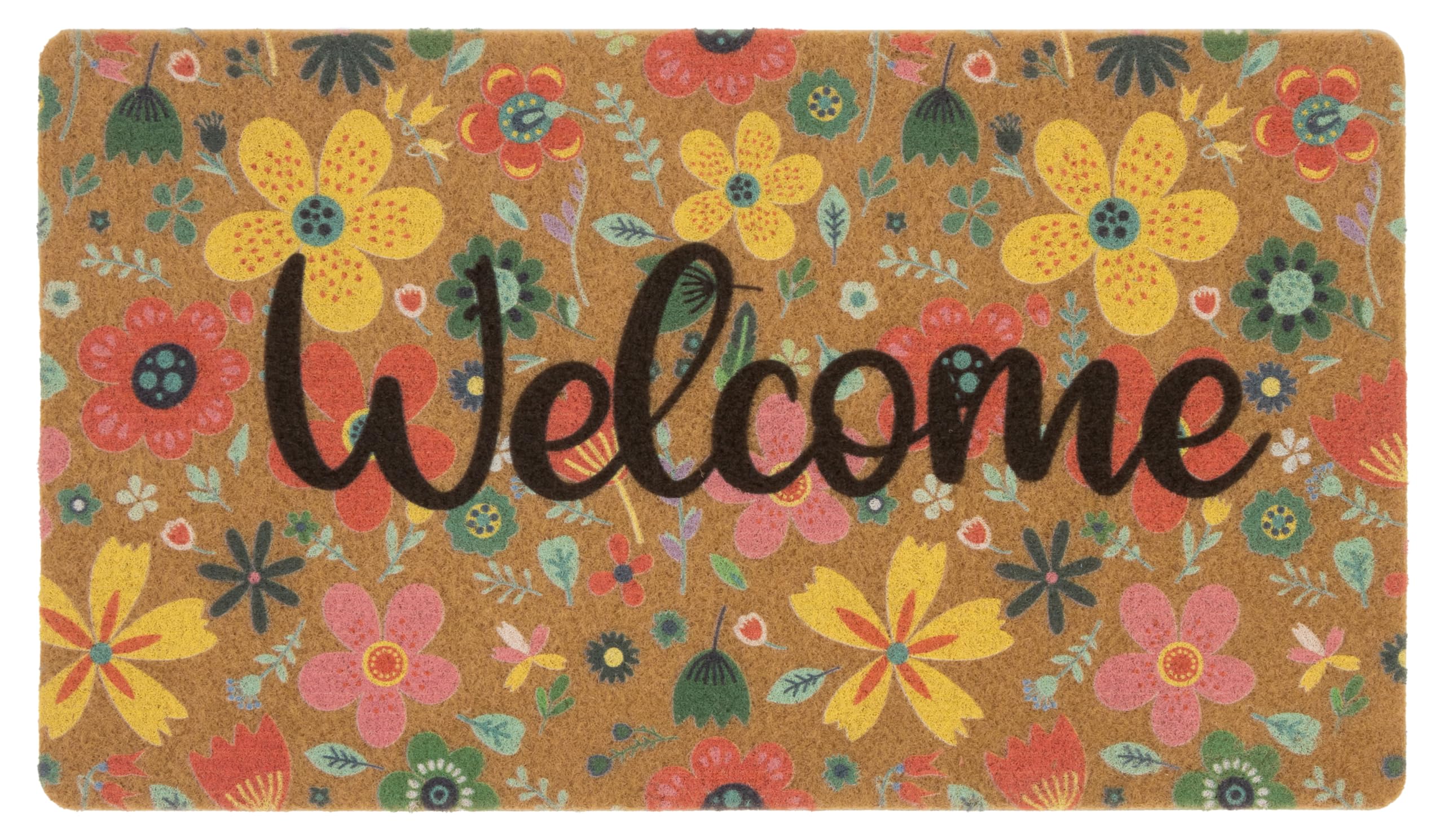 Mealah Spring Welcome Doormat with colorful florals for your front door.
