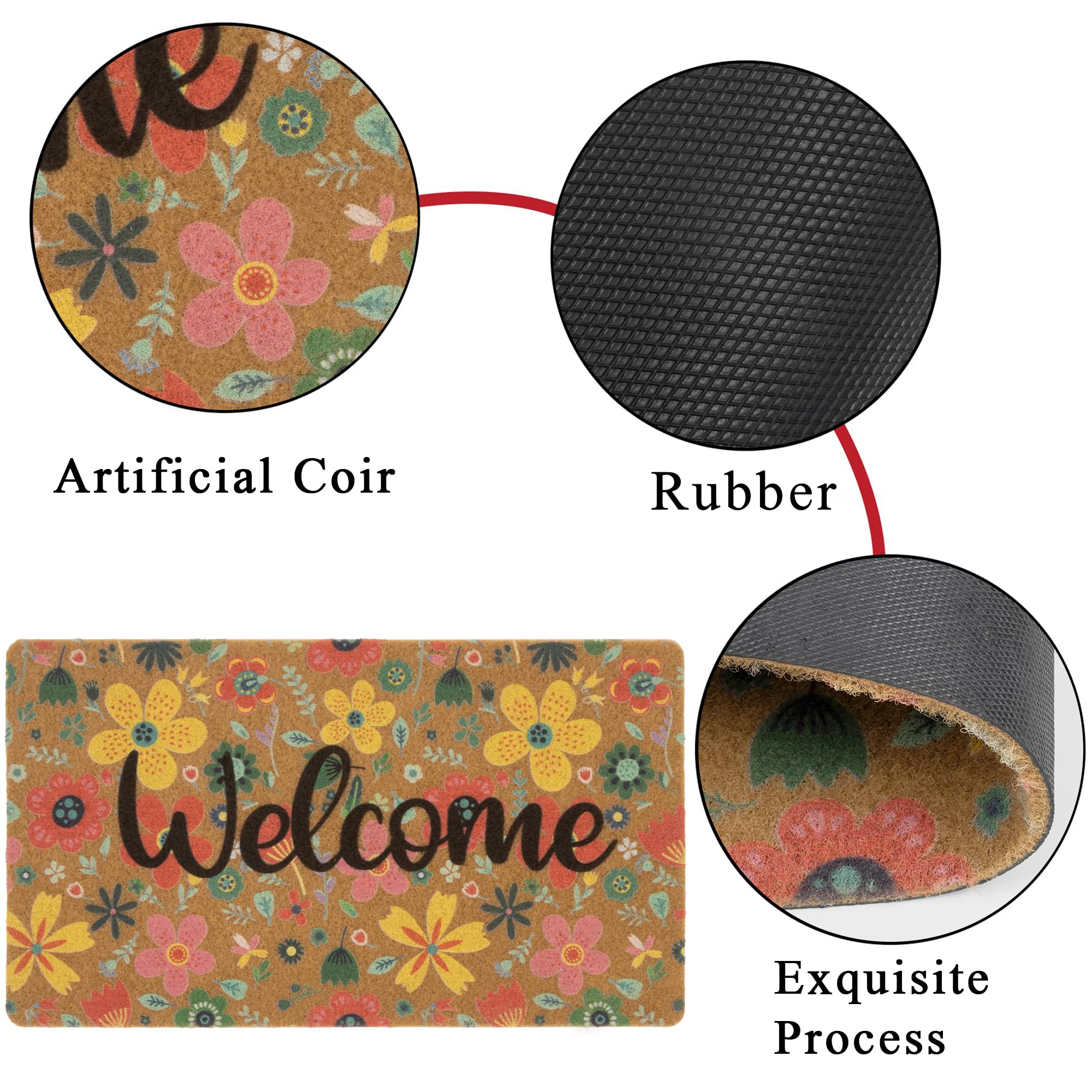 Mealah Weather-proof doormat resists rain and mud at entry.