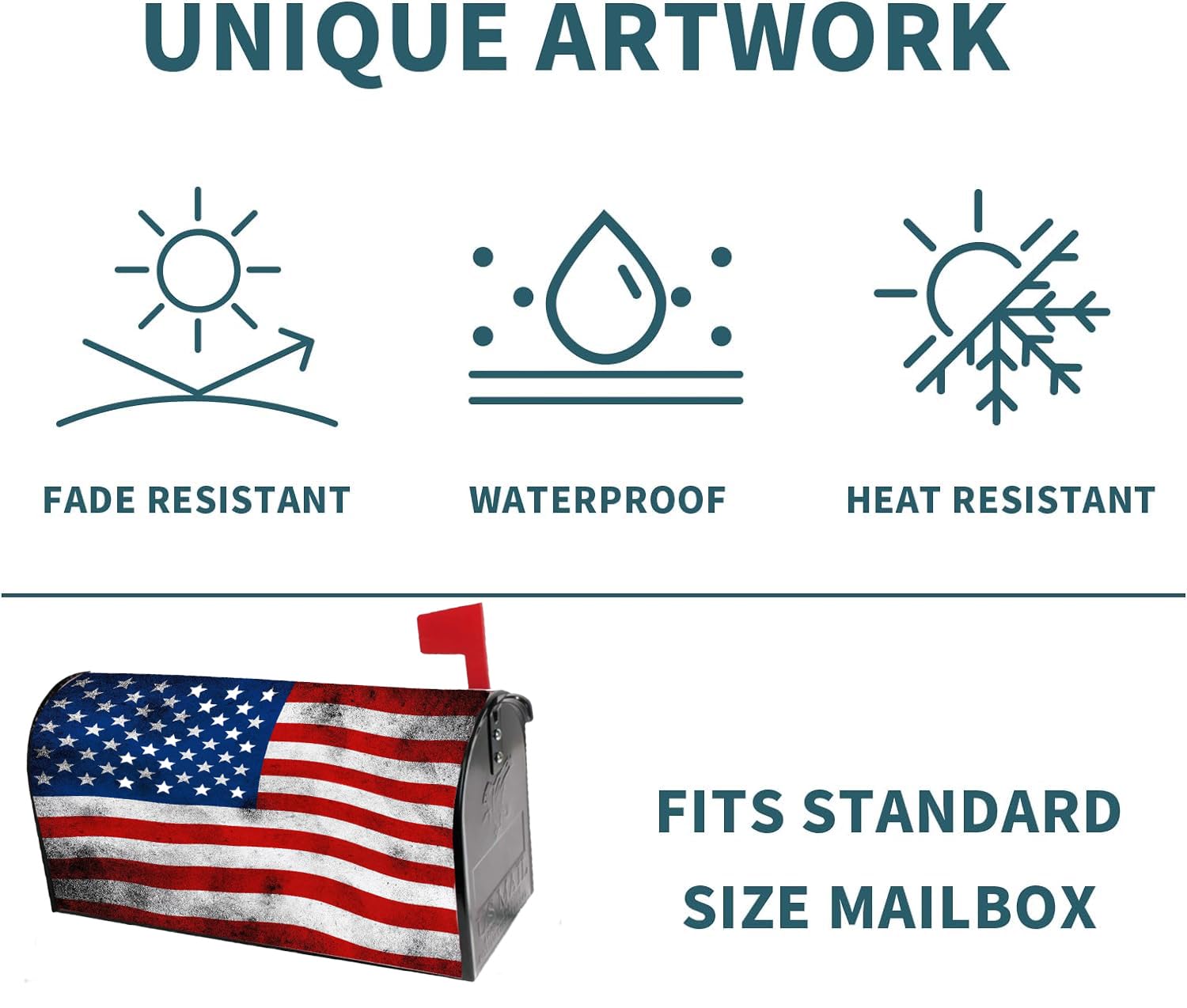 Mealah weatherproof mailbox cover preserves bold patterns in sun and rain.
