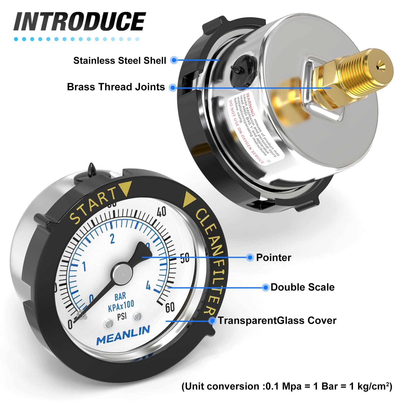 MEANLIN MEASURE 1-4 NPT thread connection for compatible installation.