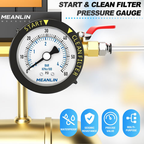 MEANLIN MEASURE gauge in pool, spa, aquarium setups with waterproof reliability.