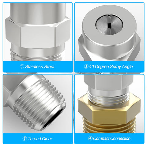 MEANLIN stainless steel nozzle pack emphasizes durability and corrosion resistance.