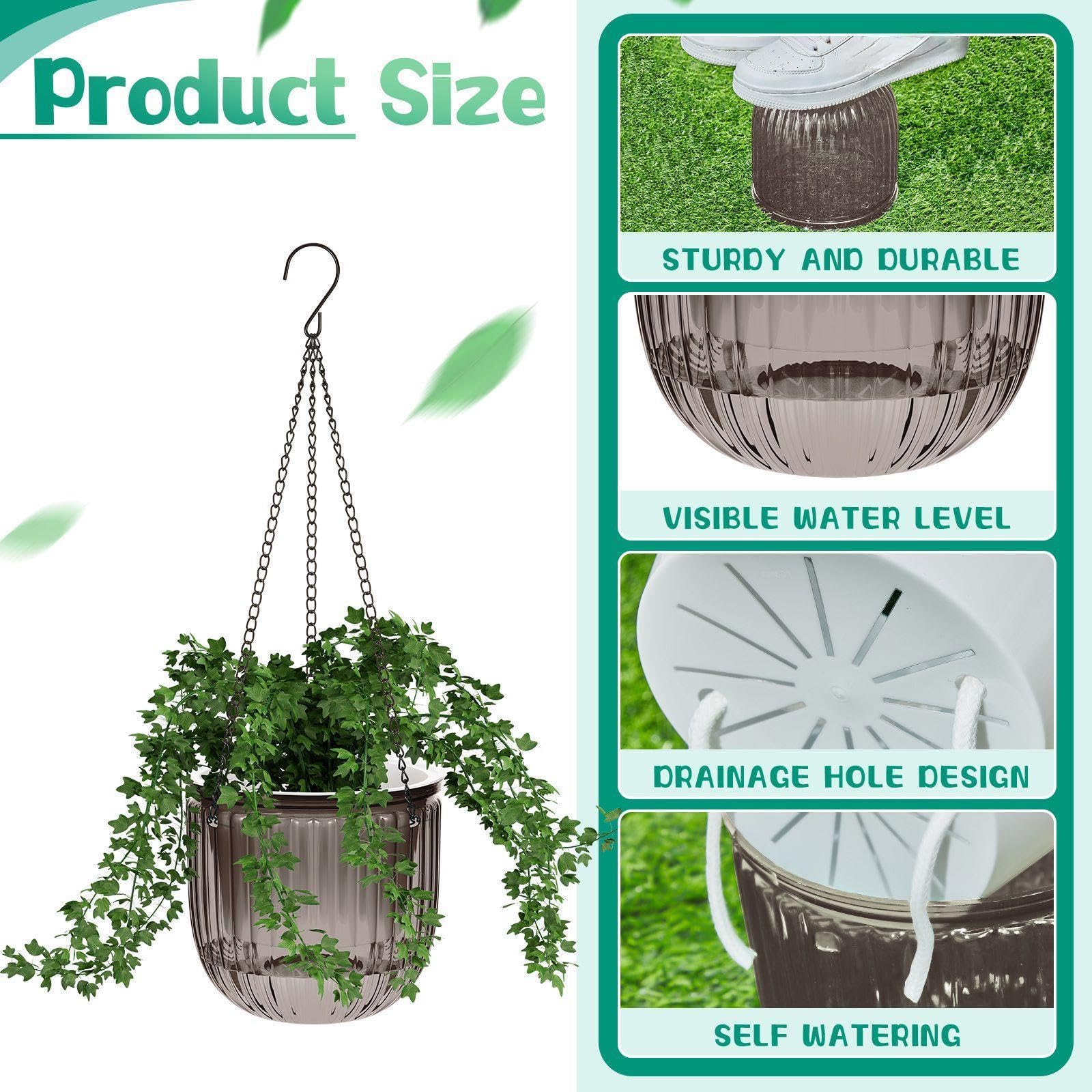 Meanplan gray hanging planter with drainage holes for moisture balance.