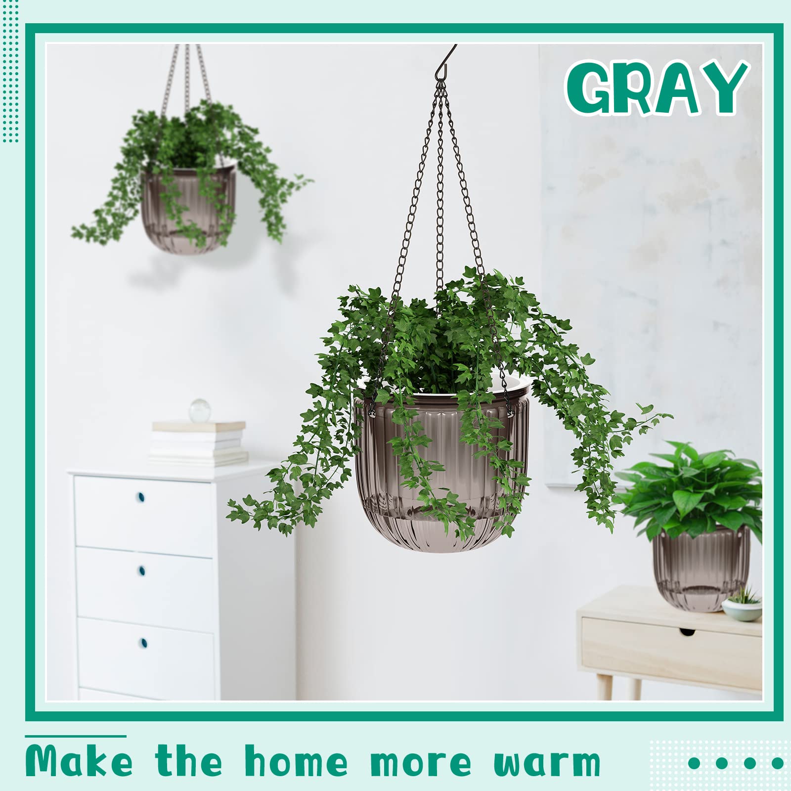 Meanplan indoor outdoor gray hanging planter, 6.5 inches, versatile for spaces.