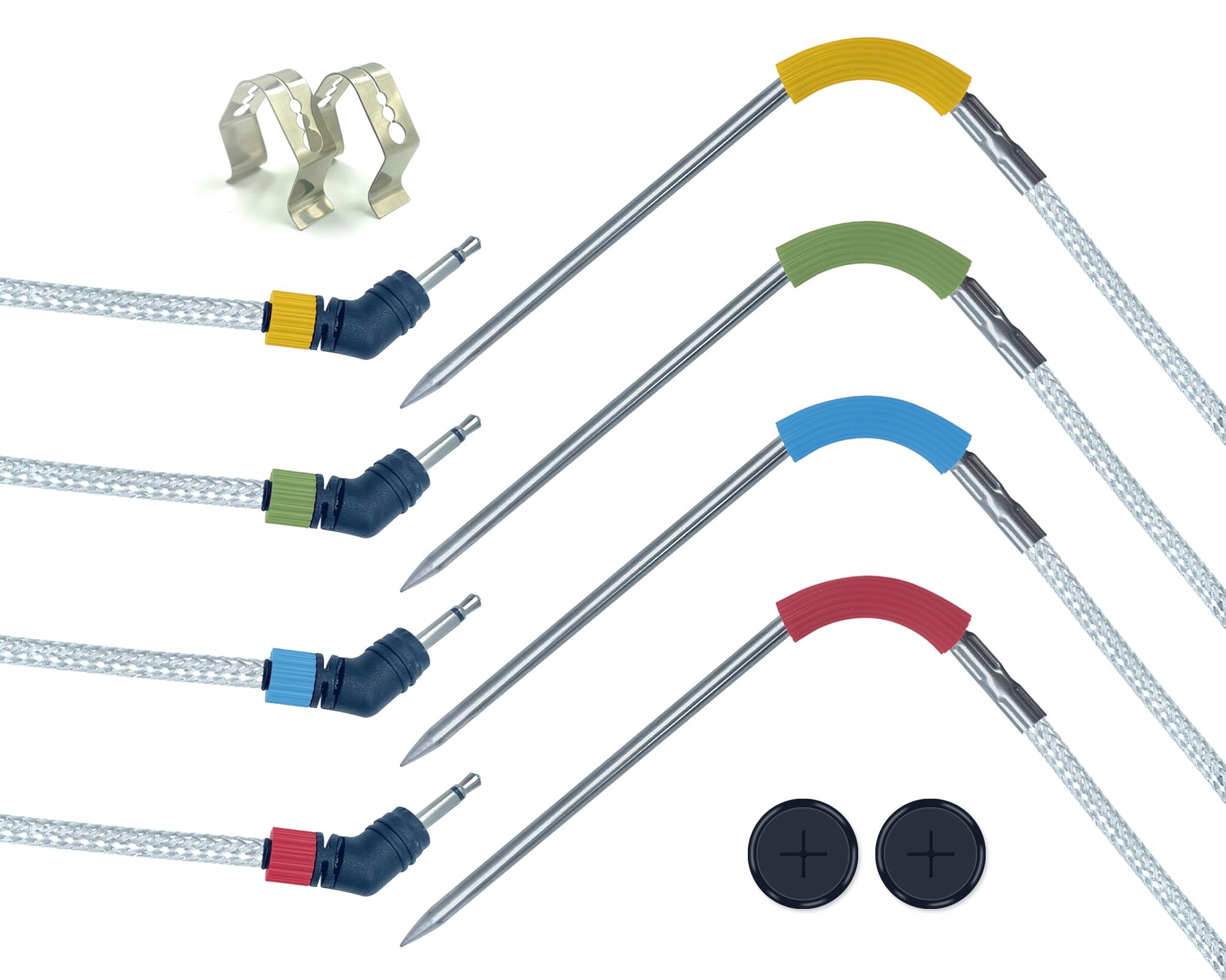 Meatender 4-pack probes ready for Weber compatibility on a grill