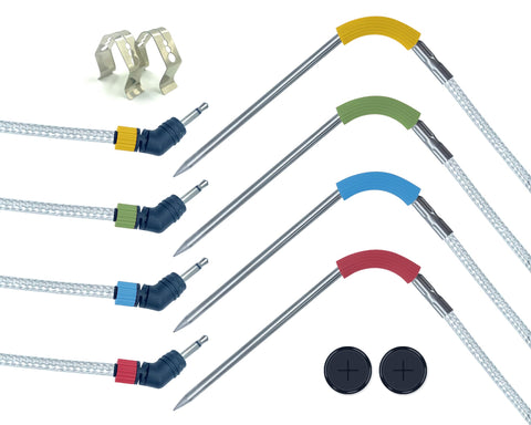 Meatender 4-pack probes ready for Weber compatibility on a grill