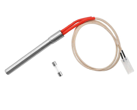 Meatender AC Hot Rod Igniter shown with Traeger compatibility for quick pellet ignition