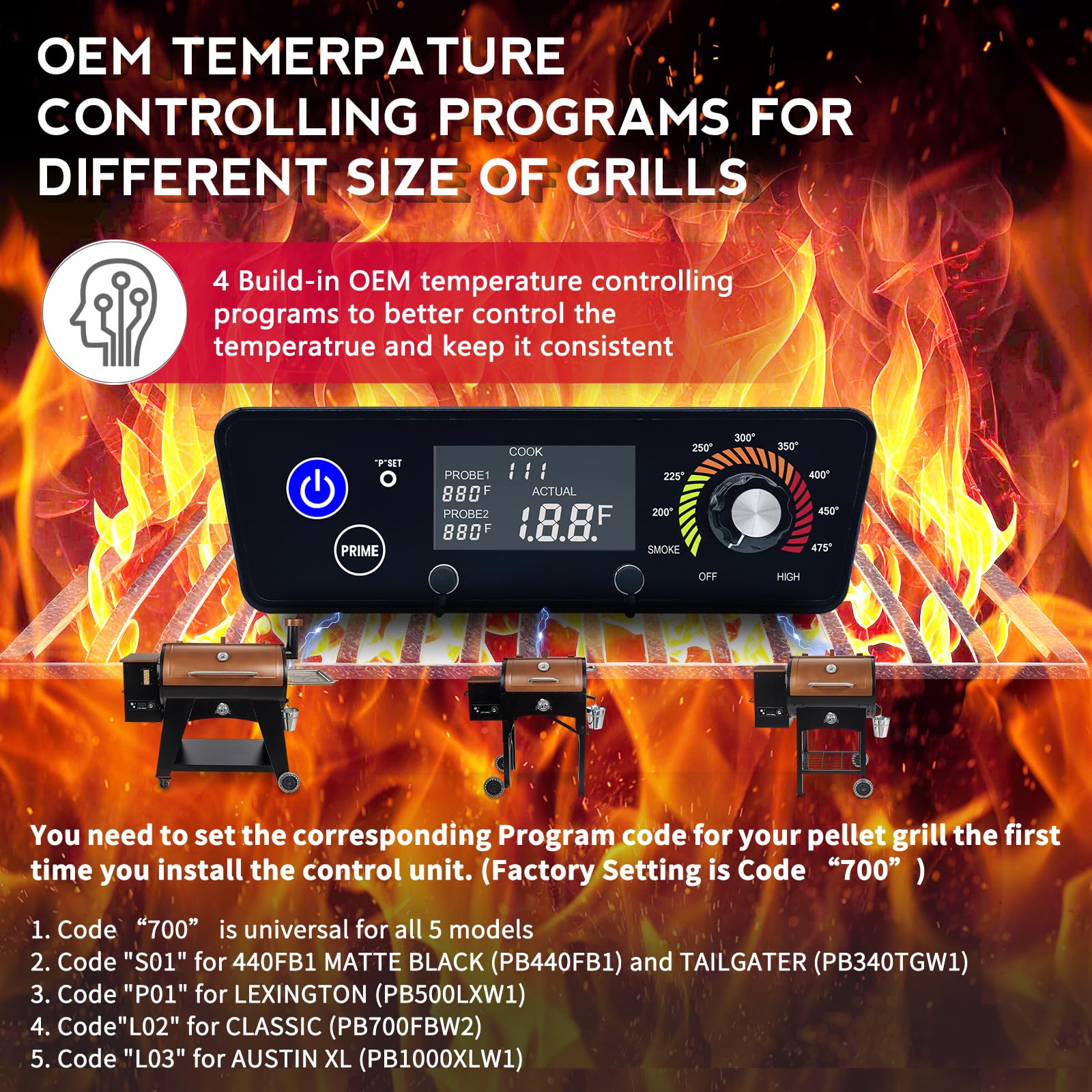 Meatender AC03P7-340 model compatibility graphic for Tailgater Lexington Classic Austin XL