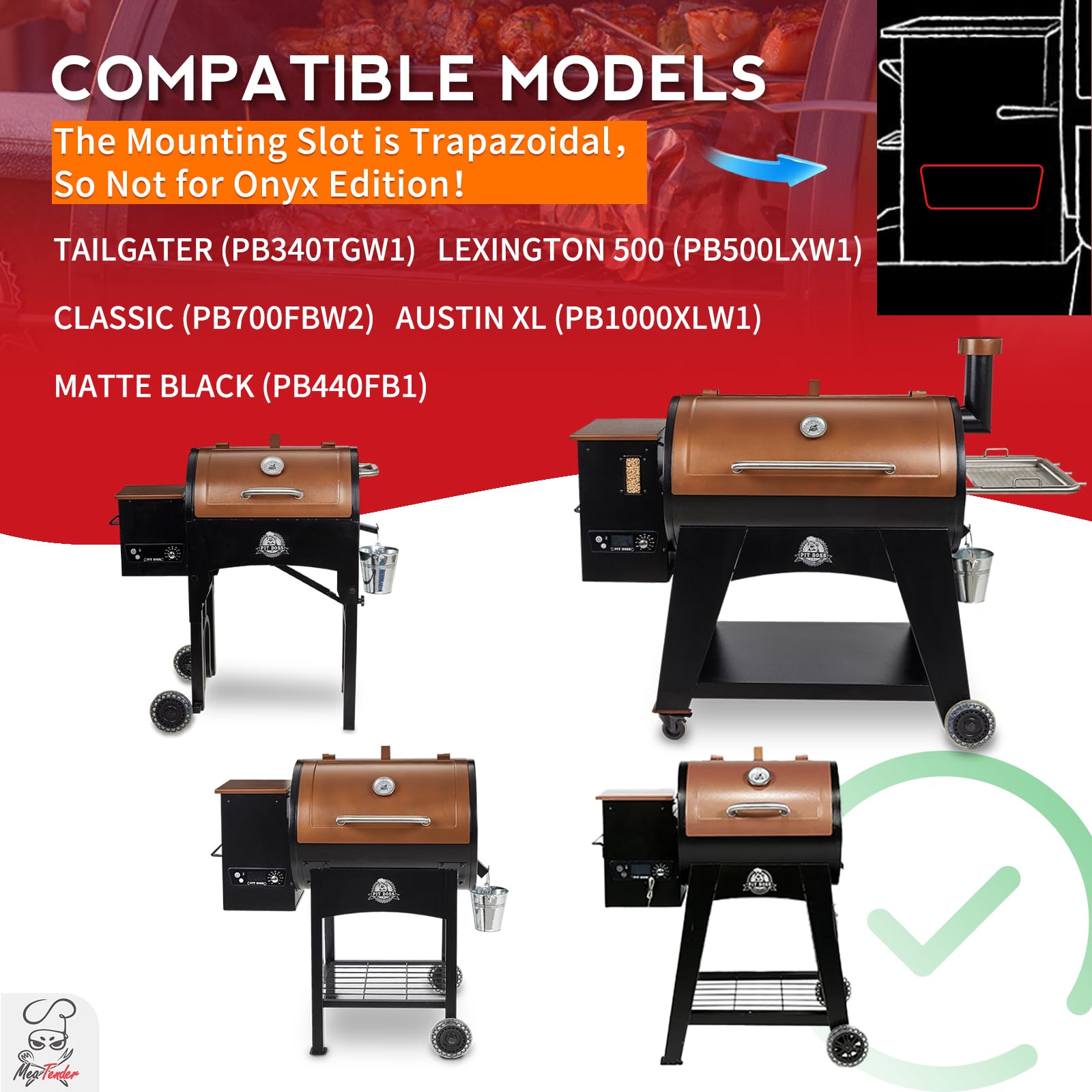 Meatender AC03P7-340 side panel view, compact design for easy installation