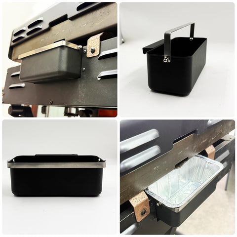 Meatender durable grease catcher keeps the griddle tidy during cooking.