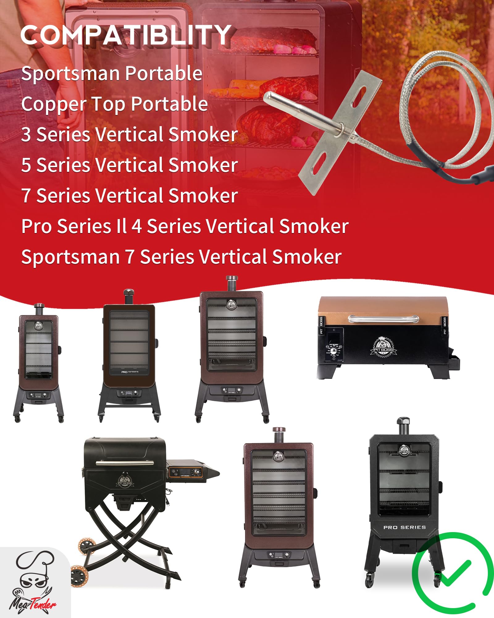 Meatender PBVXP1 compatibility with Pit Boss models for versatile use.