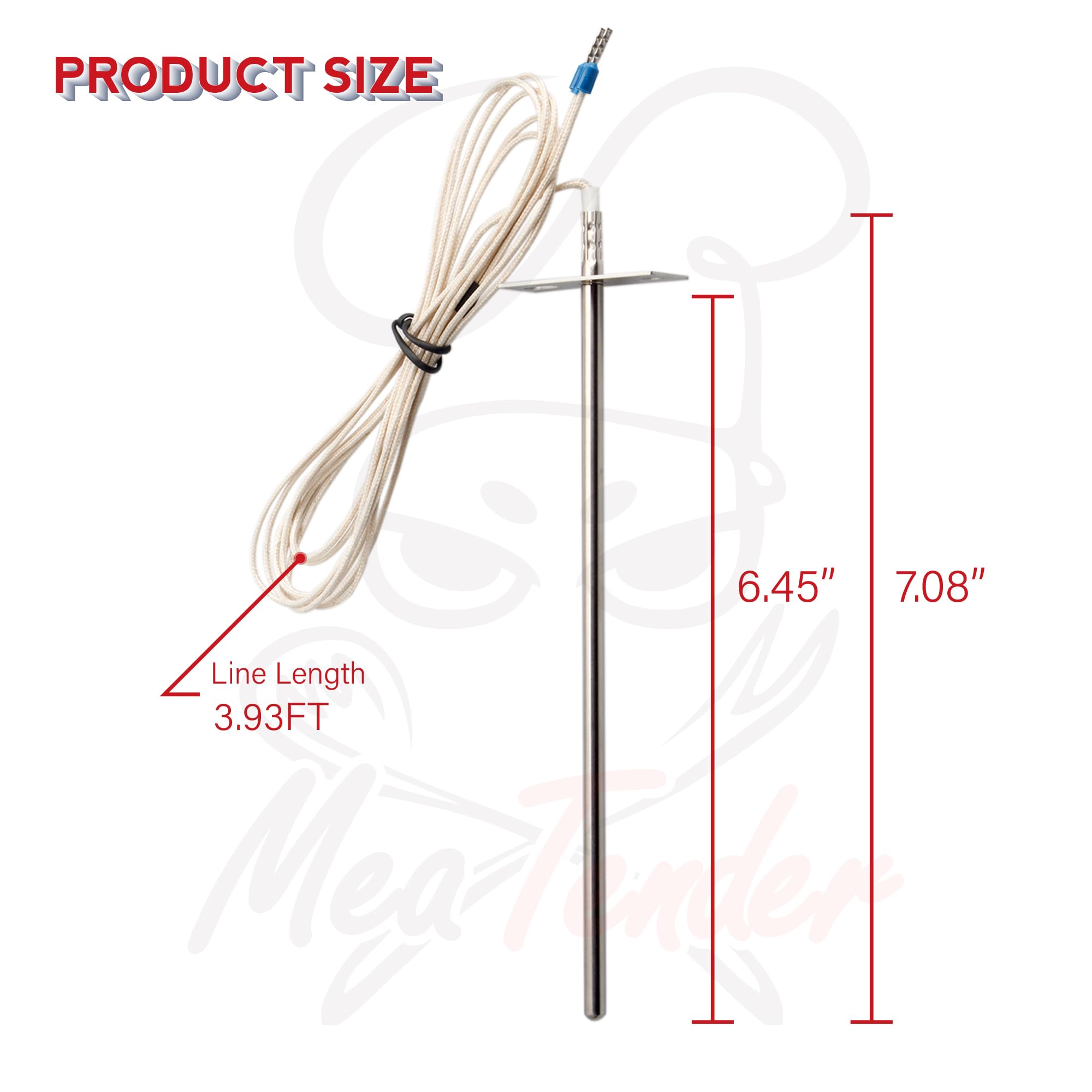 Meatender stainless steel probe body built for high heat and corrosion resistance.