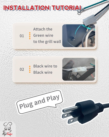 Meatender 120V US grounded plug for safe electrical connection.