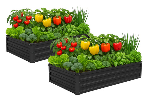 Meberam 2-pack raised garden beds outdoors showing generous 6x3 ft growing area