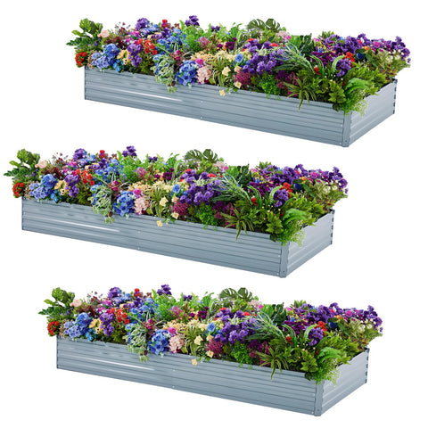 Meberam 3-pack galvanized raised garden beds, assembled to expand your growing space.