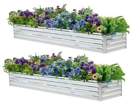 Meberam galvanized raised garden bed 2-pack showing durable outdoor setup for vegetables.
