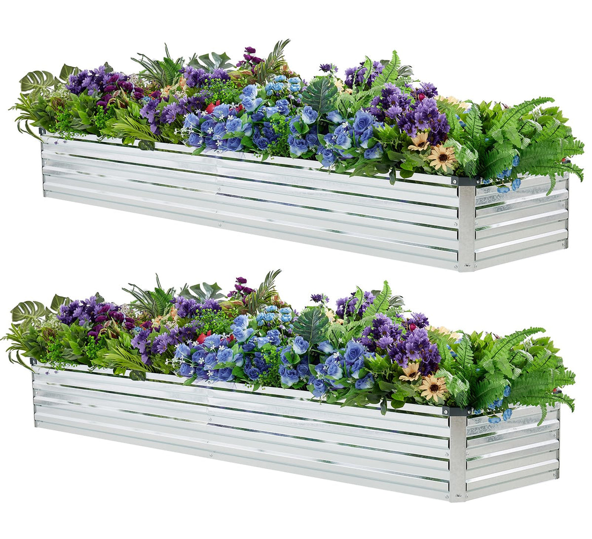 Meberam galvanized raised garden bed assembly showing sturdy frame for durable outdoor planting.