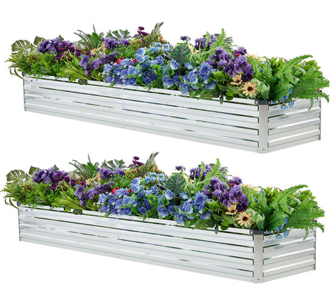 Meberam galvanized raised garden bed assembly showing sturdy frame for durable outdoor planting.