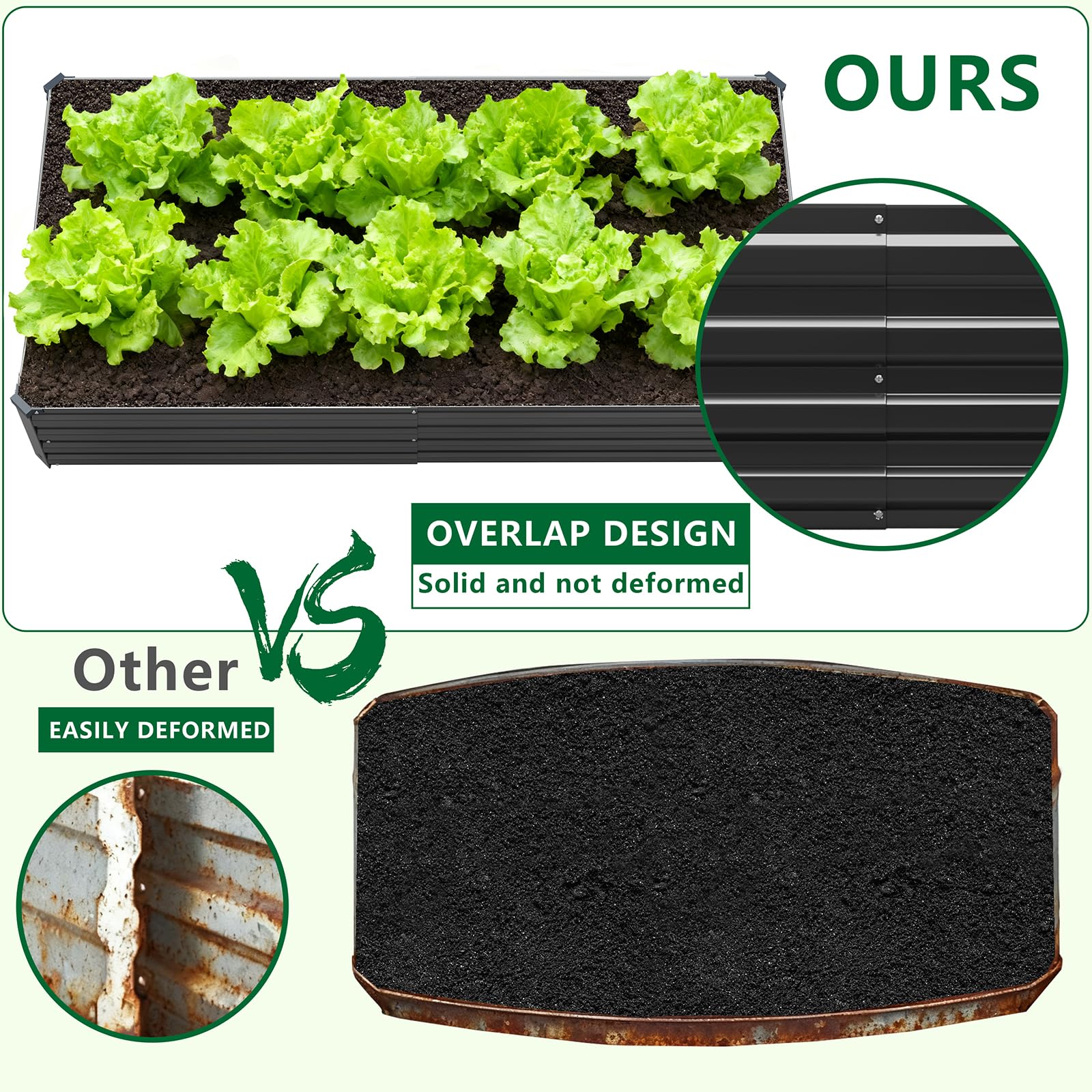 Reinforced frame with support rods for stable gardening