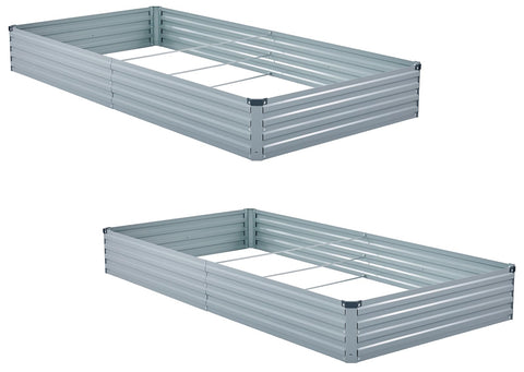 Meberam two-pack setup image with vegetables thriving in raised beds.