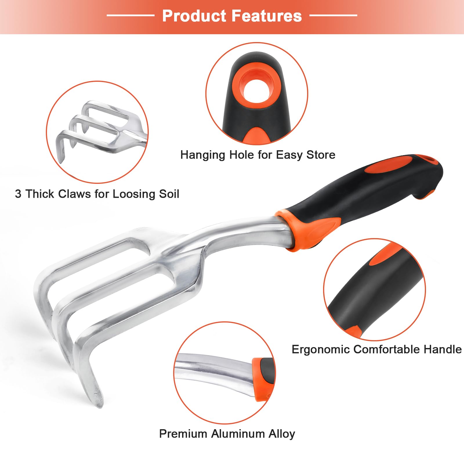 MECHEER ergonomic rubber grip helps reduce wrist fatigue during weeding