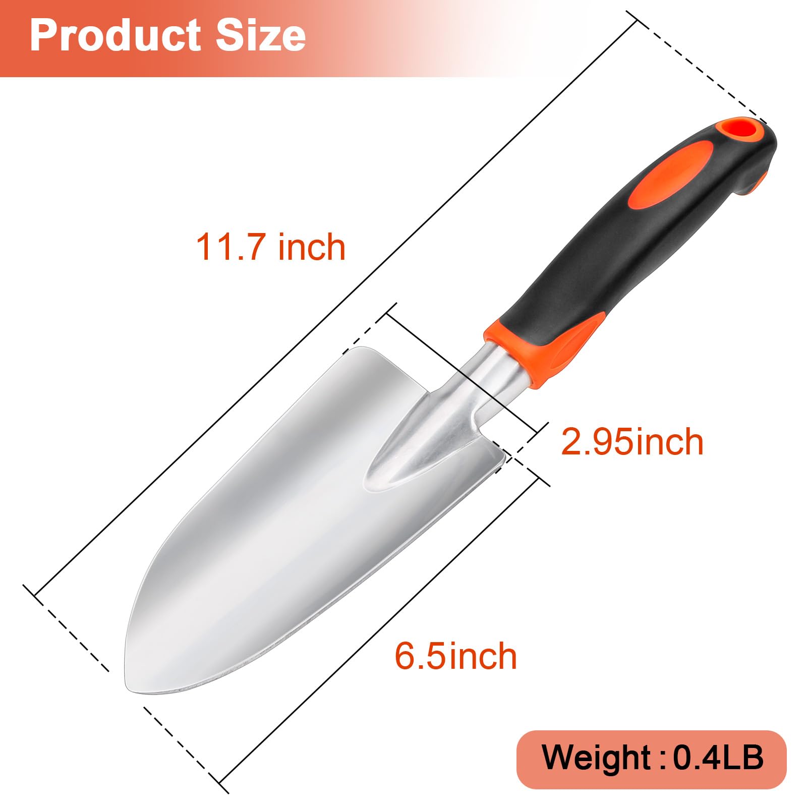 MECHEER garden shovel ergonomic handle provides comfortable grip to reduce wrist fatigue.